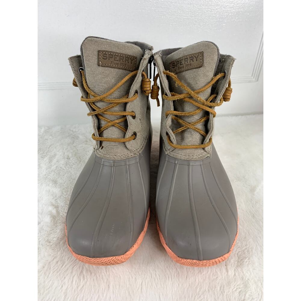Sperry Women’s Saltwater Taupe Rubber Rain Boots Size 7 STS81646 - Picture 2 of 8